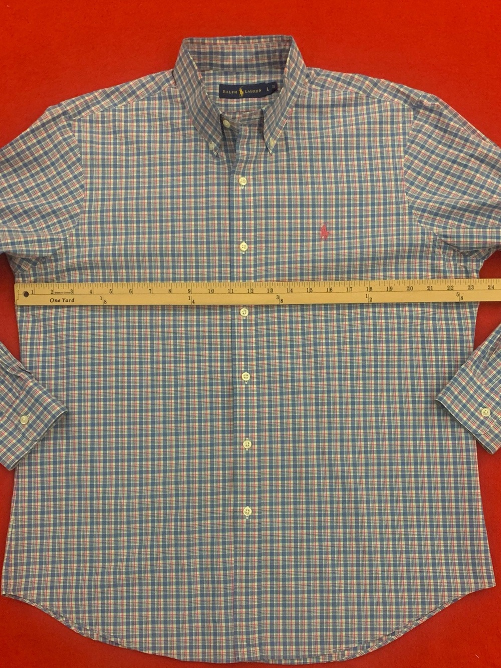 RALPH LAUREN LS Pink White & Blue Plaid Shirt - Picture 5 of 7
